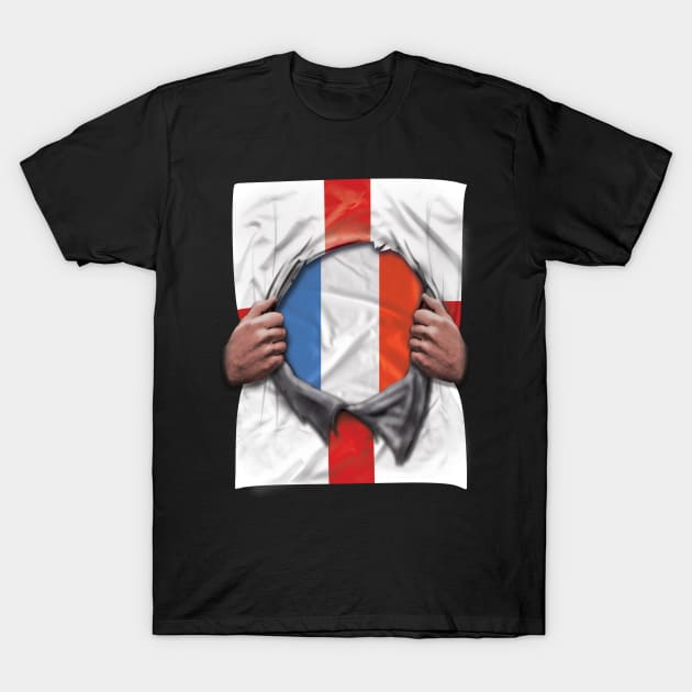 France Flag English Flag Ripped - Gift for French From France T-Shirt by Country Flags